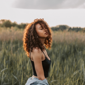 woman relaxing with the wind