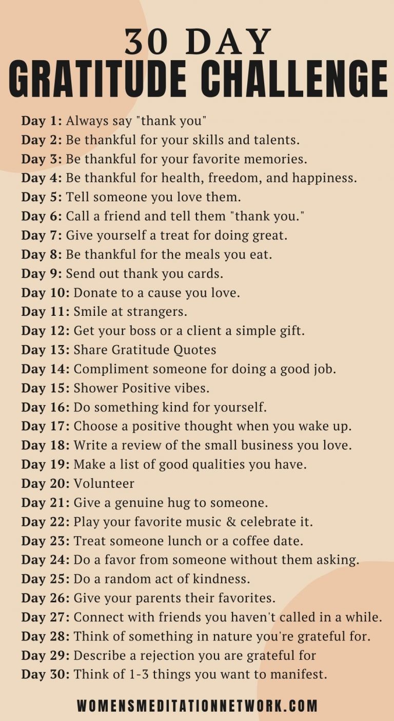 30 Days Gratitude Challenge To Feel More Joy - Women's Meditation Network