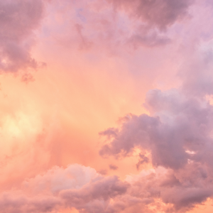 Beautiful pink purple sky filled with fluffy clouds