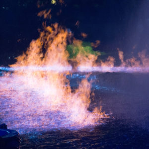 flames on top of water