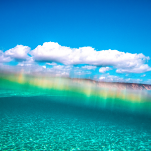 The wave of the clear blue ocean approaching